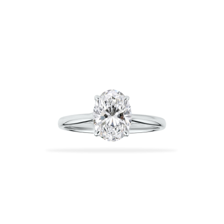 Diamante de laborator - Inel de Logodnă Solitaire din Aur Alb 18K cu Diamant de Laborator Oval 1.50ct