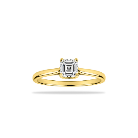 Diamante de laborator - Inel de Logodnă Solitaire din Aur Galben 18K cu Diamant de Laborator Asscher Cut 1ct – 2.08g