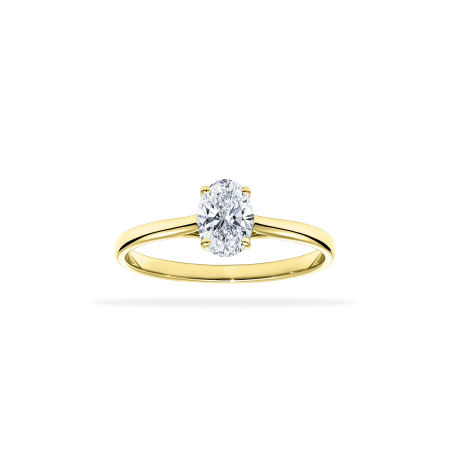 Diamante de laborator - Inel de Logodnă Solitaire din Aur Galben 18K cu Diamant de Laborator Oval 0.75ct