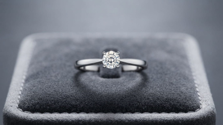 inele cu diamant - Inel de Logodnă Solitar din Aur Alb de 18K cu Diamant Natural 0.045ct