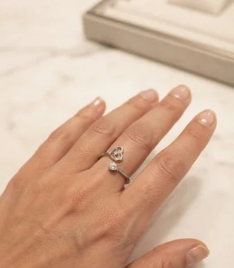 Inel argint 925 - Inel Deschis din Argint 925 „Sweet Embrace” cu Inimă și Zirconiu – 1.44g