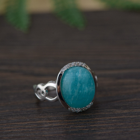 Inel argint 925 - Inel din Argint 925 „Amazonite Vintage Essence” – Cu Piatră Naturală de Amazonit și Zirconii