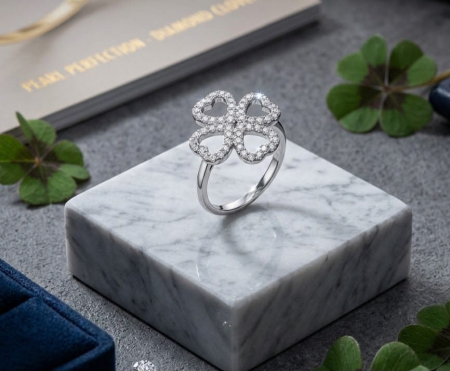 Inel argint 925 - Inel din Argint 925 Aurum Jewelry – Pearl Perfection - Diamond Clover Ring