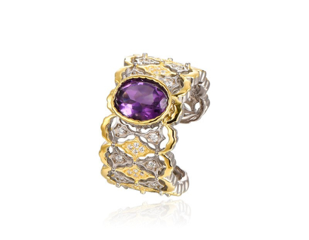 Inel argint 925 - Inel din Argint 925 Bicolor - Imperial Amethyst Filigree