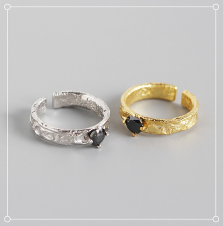 Inel argint 925 - Inel din Argint 925 „Black Eclipse” – Textură Organică și Contrast Puternic