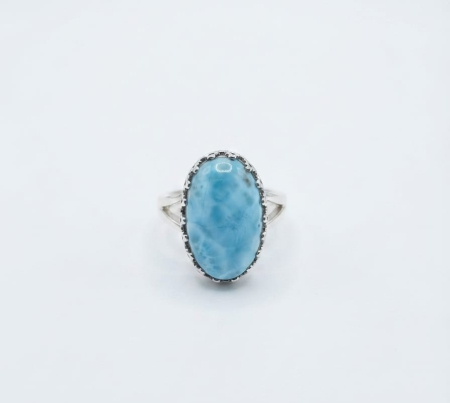 Inel argint 925 - Inel din Argint 925 cu Larimar Natural Oval – Colecția Marea Egee