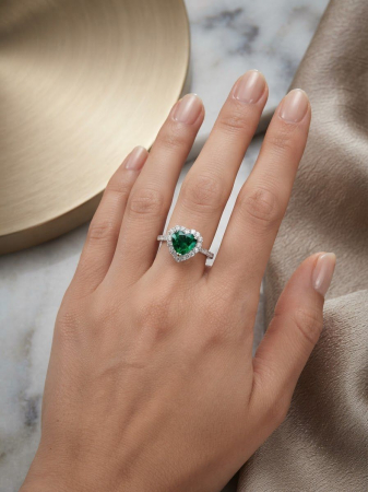 Inel argint 925 - Inel din Argint 925 Emerald Heart Premium