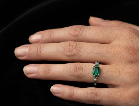 Inel argint 925 - Inel din Argint 925 Emerald Queen, cu Zirconiu Verde Smarald, 1.45g