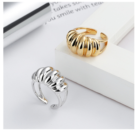 Inel argint 925 - Inel din Argint 925 Model „Croissant” – Reglabil, Stil Chunky