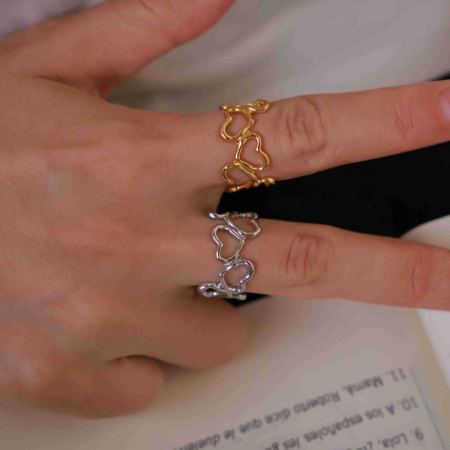 Inel din Argint 925 Placat cu Aur „Infinite Hearts” [1]