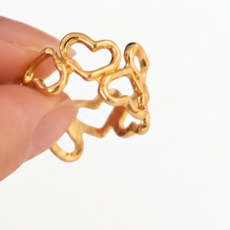 Inel argint 925 - Inel din Argint 925 Placat cu Aur „Infinite Hearts”