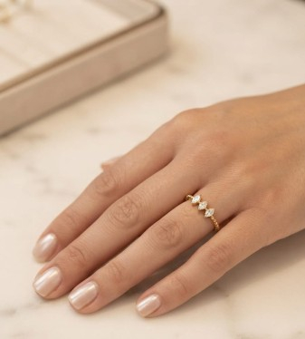 Inel argint 925 - Inel din Argint 925 Placat cu Aur „Marquise Trio” cu Zirconiu