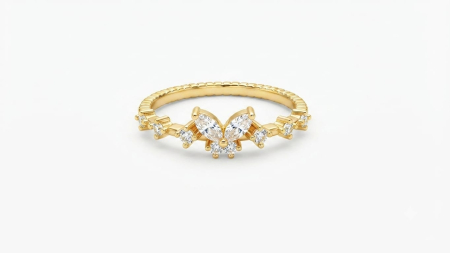 Inel argint 925 - Inel din Argint 925 Placat cu Aur – Model Fluture cu Cristale Zirconiu Marquise, 1.25g