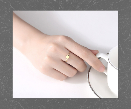 Inel argint 925 - Inel din Argint 925 Placat cu Aur – Model Minimalist cu Bănuț Rotund