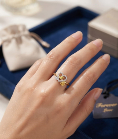 Inel argint 925 - Inel din Argint 925 Placat cu Aur Rose & Hearts – Simbolul iubirii și eleganță bicoloră