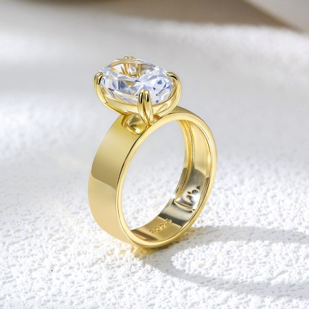 Inel argint 925 - Inel din Argint 925 Placat cu Aur - Royal Oval Solitaire