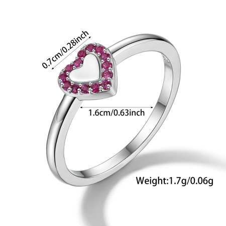 Inel argint 925 - Inel din Argint 925 „Pure Love” cu Inimă din Cristale Roz
