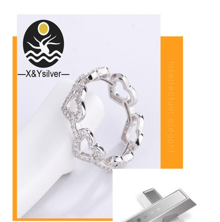 Inel argint 925 - Inel din Argint 925 Rodiat – Model "Eternity Hearts" cu Zirconiu