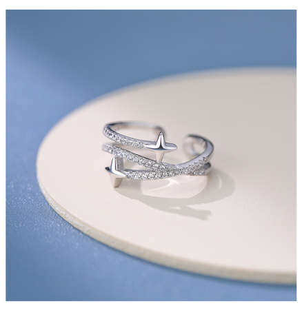 Inel argint 925 - Inel din Argint 925 Rodiat – Model "Galaxy Constellation" cu Zirconiu (Reglabil)