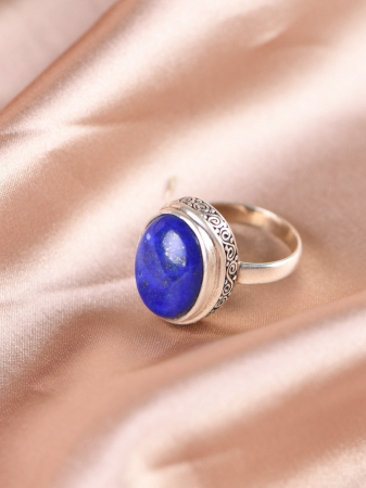 Inel argint 925 - Inel din Argint 925 „Royal Lapis” – Model Cocktail cu Piatră Naturală și Cadru Filigranat