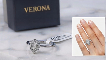 bijuterii diamant - Inel din Aur Alb 14K în Formă de Lacrimă cu Diamante Naturale 0.15 CT – Verona Elegance
