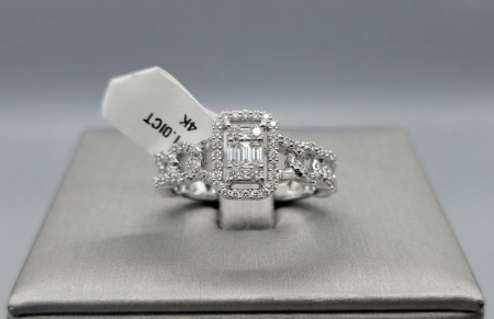 inele cu diamant - Inel din Aur Alb de 14K cu Design Iluzie și Diamante – Eleganță Modernă