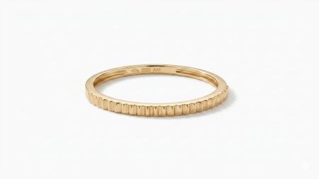 Inele aur 14k - Inel din Aur Galben 14K cu Bandă Canelată și Design Minimalist