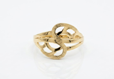 Inele aur 14k - Inel din Aur Galben 14K cu Design Abstract Împletit și Textură Satinată