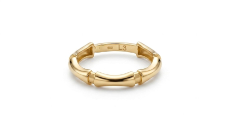 Inele aur 14k - Inel din Aur Galben 14K cu Design Organic Tip Bambus