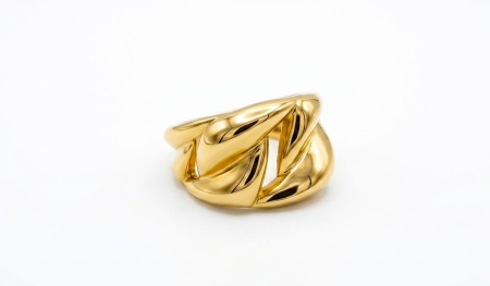 Inele aur 14k - Inel din Aur Galben 14K cu Design Zală de Lanț Supradimensionată