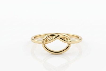 Inele aur 14k - Inel din Aur Galben 14K cu Model Nodul Iubirii, Design Minimalist
