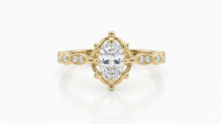inele de logodna aur 14k - Inel din Aur Galben 14K în Stil Vintage cu Piatră Ovală – Eleganță Barocă și Rafinament