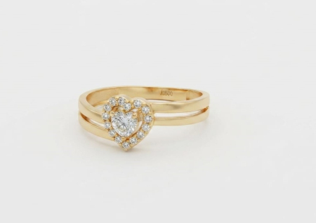 inele de logodna aur 14k - Inel din Aur Galben 14K – O Inimă Strălucitoare într-un Design Crossover Modern
