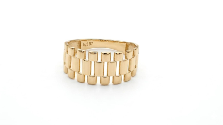 Inele aur 14k - Inel din Aur Galben 14K Stil Rolex – Design Bold și Modern