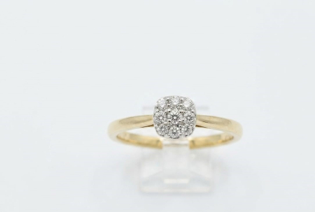 inele cu diamant - Inel din Aur Galben de 14K cu Cluster de Diamante Naturale 0.17ct (Claritate VS)