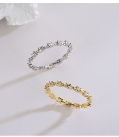 Inel argint 925 - Inel Eternity din Argint 925 placat cu aur cu Cristale Zirconia – Eleganță și Strălucire Continuă