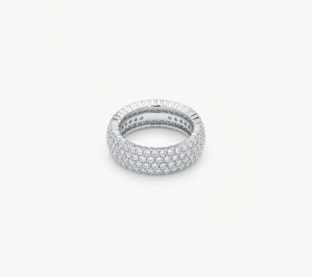 Inel argint 925 - Inel Eternity din Argint 925 cu Pavaj Complet pe Trei Rânduri – Colecția Luxury Glow