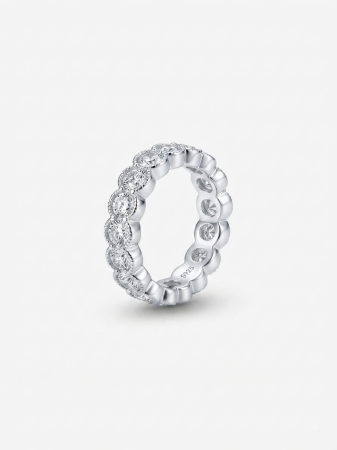 Inel argint 925 - Inel Eternity din Argint 925 cu Zirconii Rotunde și Detalii Milgrain, 3.40g