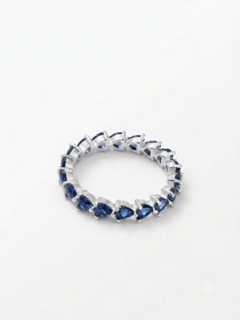 Inel argint 925 - Inel Eternity din Argint 925 cu Zirconiu Albastru Safir în Formă de Inimă