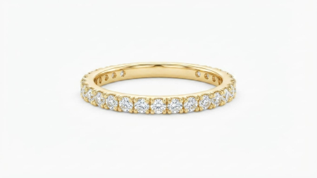 bijuterii aur - Inel Eternity din Aur Galben 14K cu Bandă Completă de Zirconii Sclipitoare – 1.12g