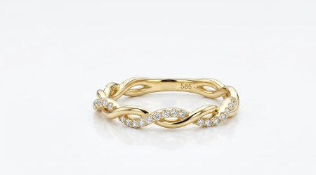 Inele aur 14k - Inel Eternity Împletit din Aur Galben 14K cu Semn de Infinit și Zirconii