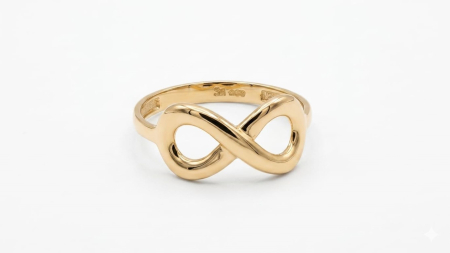 Inele aur 14k - Inel „Eternity Infinity” din Aur Galben 14K, Design Finisat Oglindă