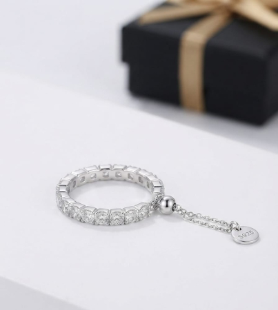 Inel argint 925 - Inel Eternity Reglabil din Argint 925 – Bandă Completă cu Cristale Zirconiu, 2g