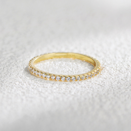 Inel argint 925 - Inel Eternity Subțire din Argint 925 Aurit cu Bandă Continuă Micropavé din Cristale Zirconia