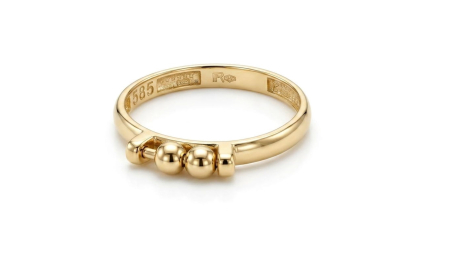 Inele aur 14k - Inel Fidget Antistres din Aur Galben 14K cu Trei Sfere Mobile – Stil Interactiv și Elegant