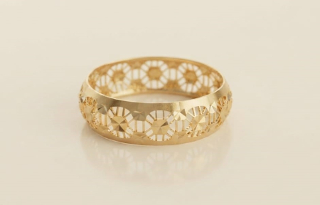 Inele aur 14k - Inel Filigranat din Aur Galben 14K – Geometrie Orientală și Sclipiri Diamantate