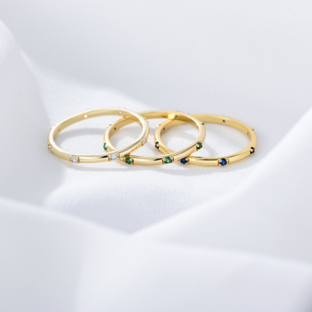 Inel argint 925 - Inel Fin din Argint 925 Placat cu Aur și Zirconiu Eternity – „Minimal Sparkle”