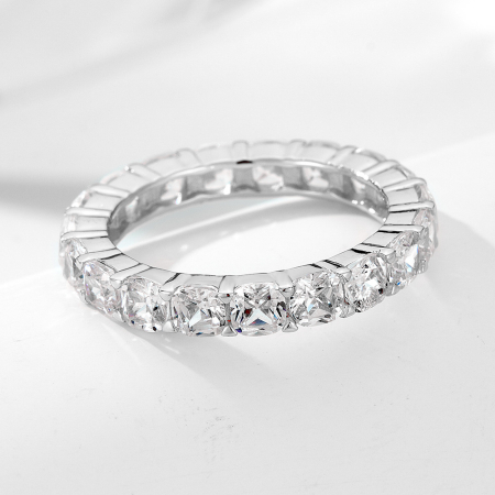Inel argint 925 - Inel Full Eternity din Argint 925 cu Bandă Continuă din Cristale Zirconia Tăietură Cushion