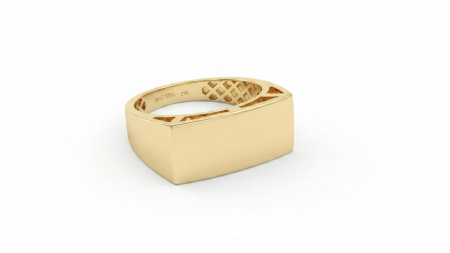 INELE BARBATI - Inel Ghiul din Aur Galben 14K cu Plăcuță Dreptunghiulară Minimalistă – 2.83g