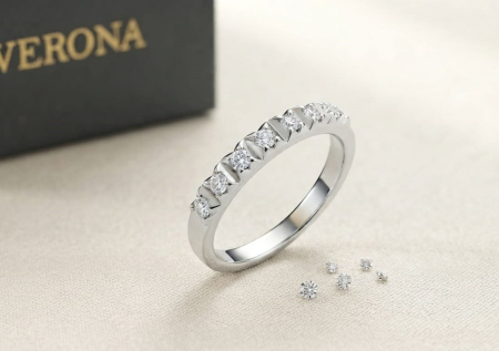 Inel Half-Eternity din Aur Alb 14K cu Diamante Mixte Briliant și Marquise 0.13 CT – Verona Elegance [1]